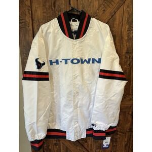 Houston Texans Men's XXL (2XL) White Satin STARTER Varsity Full-Snap Jacket